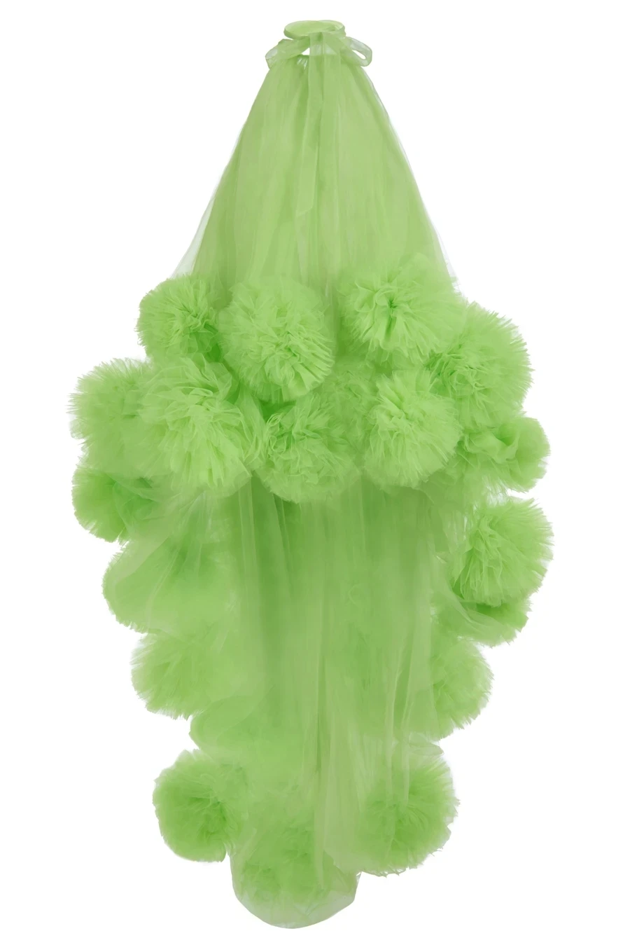 Chic Tulle Dress Green High Low 3D Flowers Unique