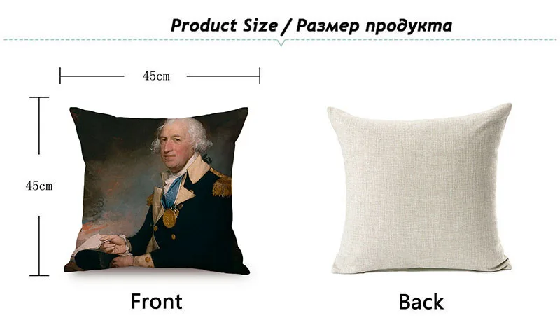 Oil Painting Art Great Celebrity General Costume Equestrian Portrait Design Sofa Throw Pillow Case Home Decorative Cushion Cover K165-12