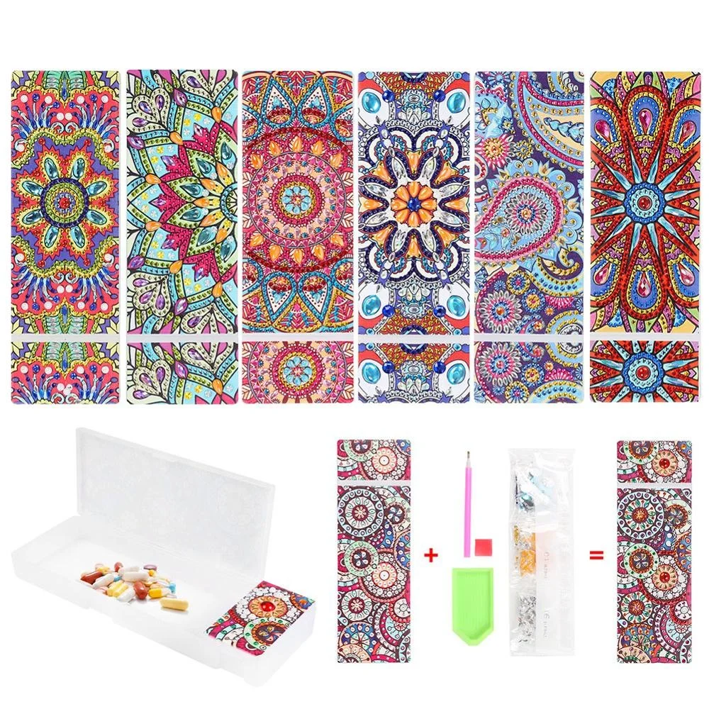 

Diamond Painting Storage Box DIY 2 Grids Mandala Special Shaped Stationery Box for Children's Gift Diamond Painting Decor