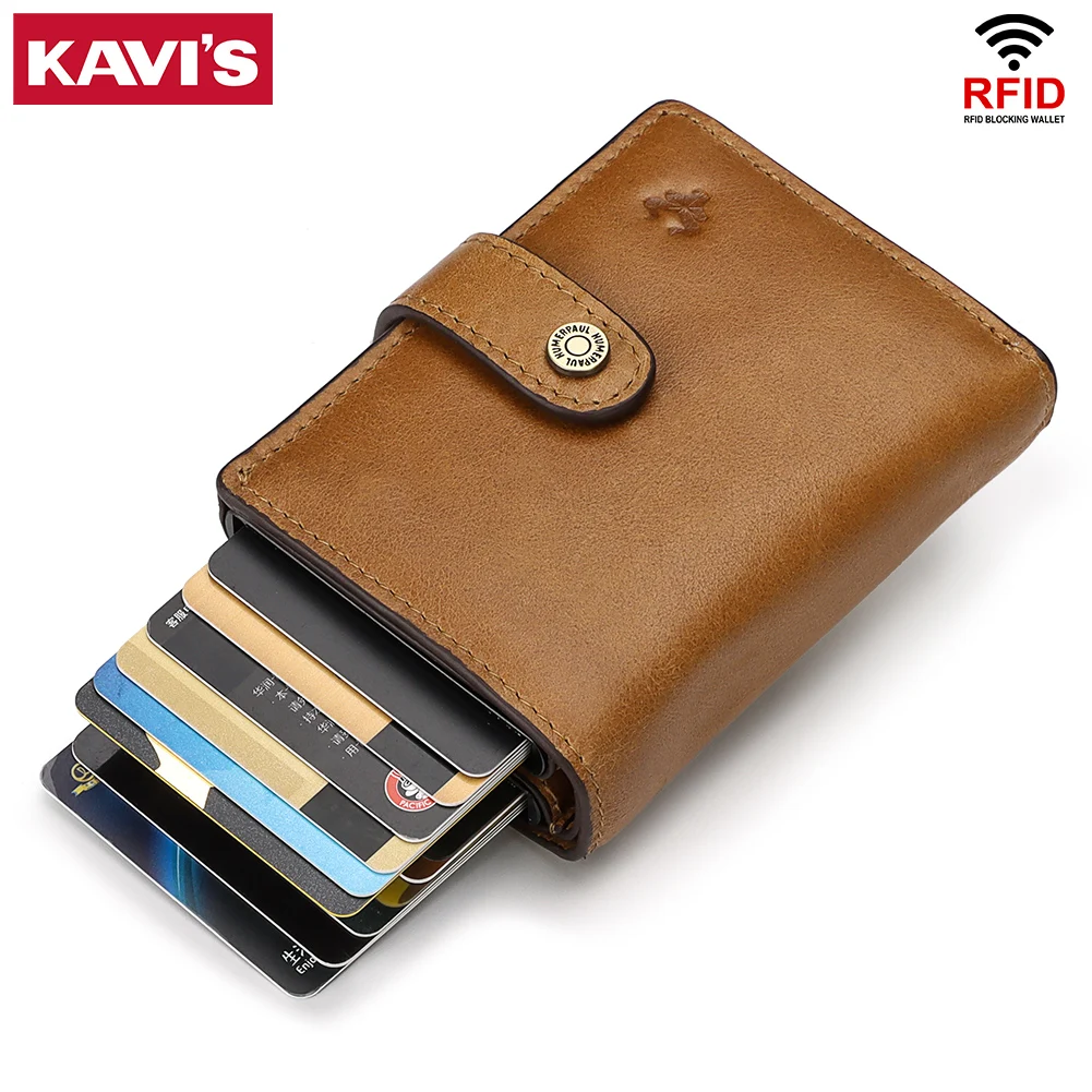 Новый RFID алюминиевый сплав держатель для кредитных карт из натуральной кожи
