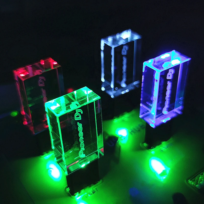 Brand New USB 3.0 High Speed Writing Reading Colorful LED light  Dj premium LED pendrive With Box 16GB 32GB 64GB 128GB best thumb drive