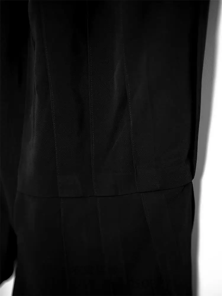 Yamamoto style wide-leg culottes irregular asymmetrical black folding loose large size Haren pants