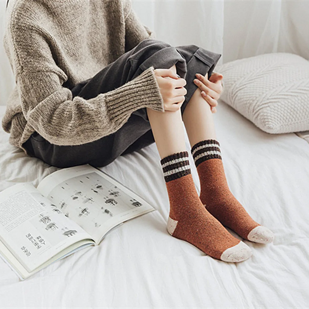 Модные женские носки, Рождественский фестиваль, ретро утолщенные женские носки, осенне-зимние лоскутные носки средней длины, носки женски