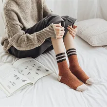 Модные женские носки, Рождественский фестиваль, ретро утолщенные женские носки, осенне-зимние лоскутные носки средней длины, носки женски