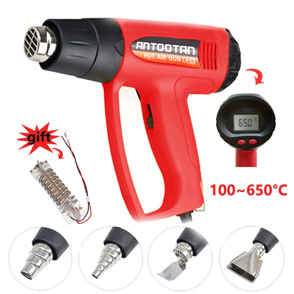 Hot Air Gun 2000W 220V EU Industrial Electric Thermoregulator Heat Guns LCD Display Soldering Heating core combination Tools soldering irons core 220v 30w 60w external heating electric iron heating wire core nickel chromium for electric soldering irons