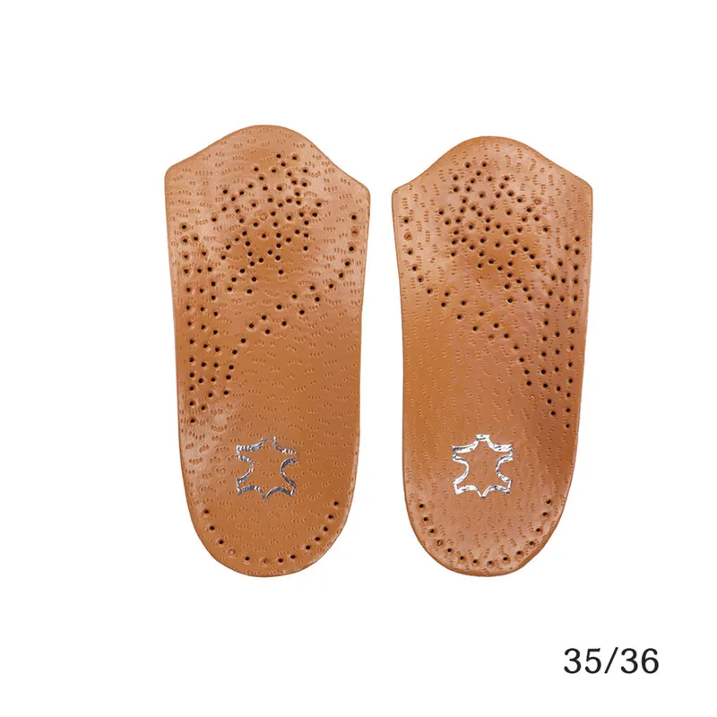 Half Insole 35-36 Унисекс 3/4 длина кожаная стелька плоская для ног, ортопедический стельки-супинаторы 2,8-3 см обувь полупальцы коврик ортопедические спортивные стельки - Цвет: Half Insole 35-36