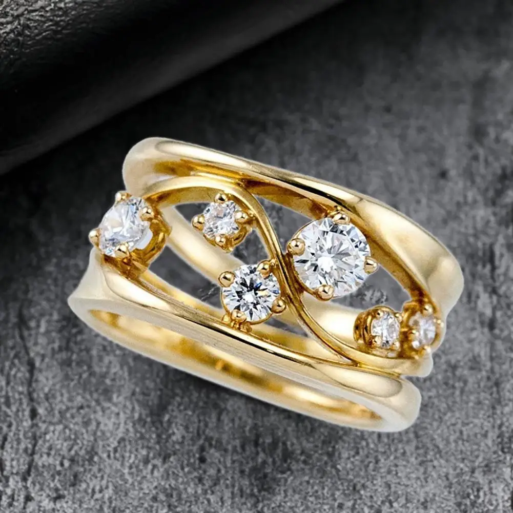 Neue Frauen Metall Zirkon Intarsien Ring Elegante Geometrische Welle Form Reif Schmuck Geschenk Neue Frauen Metall Zirkon Intarsien Ring Elegante Geometrische Welle Form Reif Schmuck Geschenk