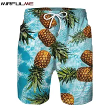 Летние мужские пляжные шорты купальные плавки с принтом ананаса, мужские свободные спортивные шорты для серфинга, мужские шорты для бега и для серфинга