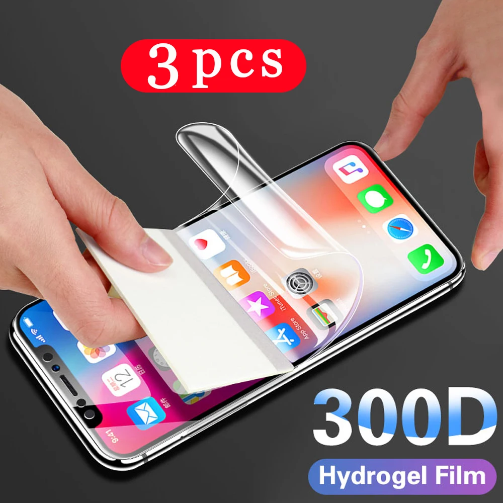 3 шт. Защитная пленка для iphone x xr xs 11 pro max SE Гидрогелевая не стеклянная 6 6s 7 8 plus