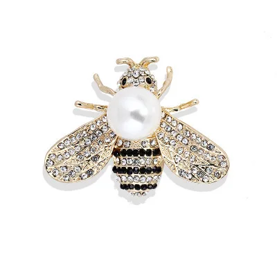 Fashion Crystal Pearl Hornet Bee Brooch Collar Needle Scarf Buckle Insect Sweater Suit Shirt Lapel Pin Women Dress Accessories | Украшения