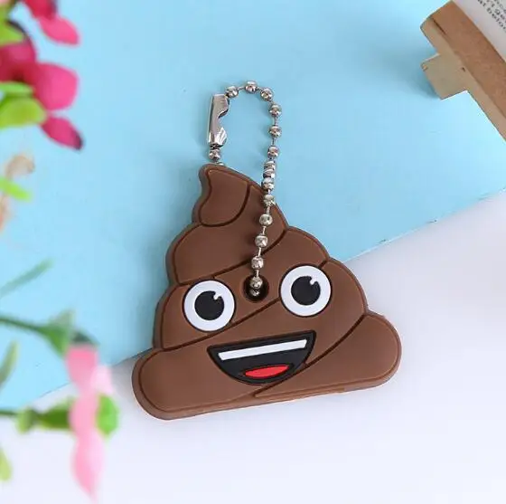 Cute Cartoon Silicone Keychain Emoji Poop Key Cap 