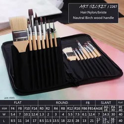 Artsecret High Grade 2269 2267 2283 2284 16/Set Gouache&Oil Paint Brushes Anti-Drop Hair Wooden Handle Art Supplies Stationery