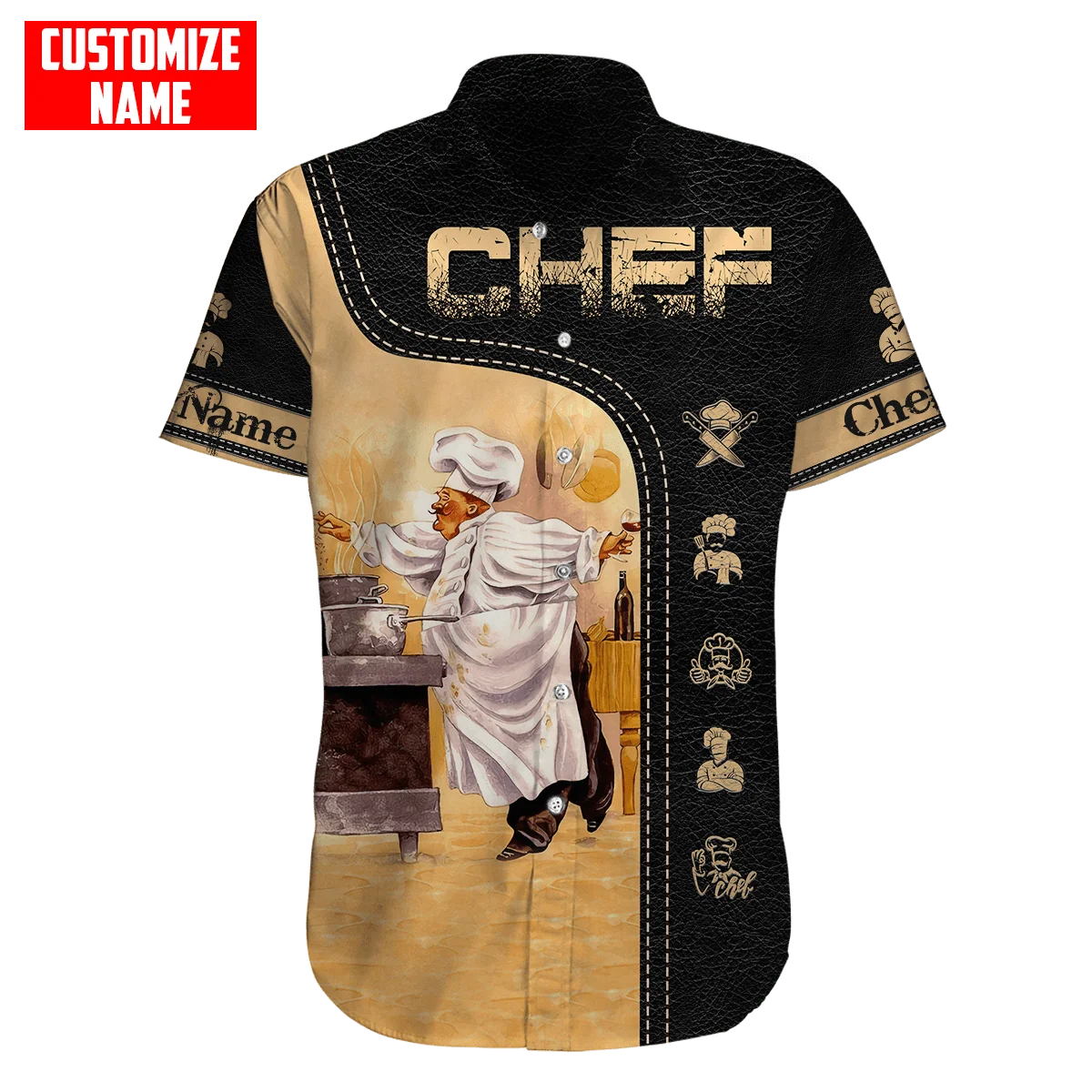2022 heißer Verkauf Sommer Hawaii Kurzarm Shirts Benutzerdefinierte Name Meister Chef 3D Gedruckt Hawaiian Shirt Herren Casual Strand Hemd XW-02 – Detail 8