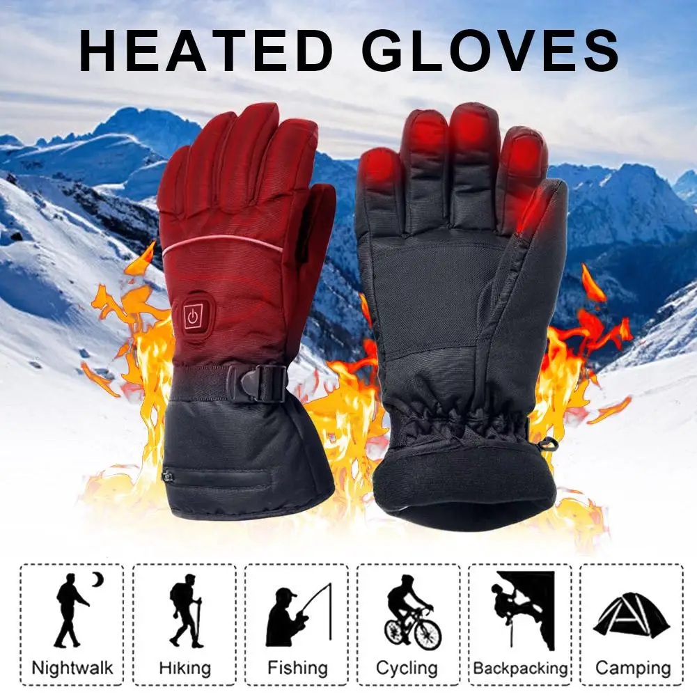 Трехскоростные термостатные перчатки с электрическим подогревом с регулировкой температуры, литиевые батареи, перчатки для катания на лыжах, пеших прогулок, холодной погоды
