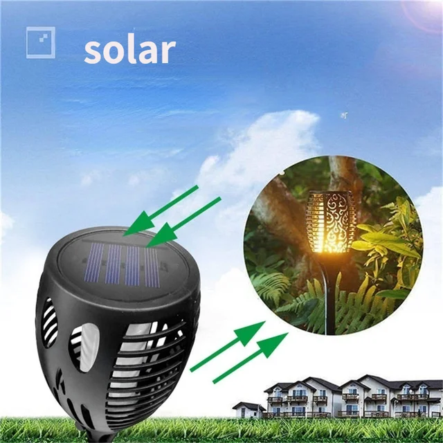 1/2/2004 -Pack Halloween Vízálló Napenergia -Tűz Villogó Láng Fáklya Könnyű Kültéri Dekoráció Világítás Kerti Gyeplámpa Lámpa - Image 4