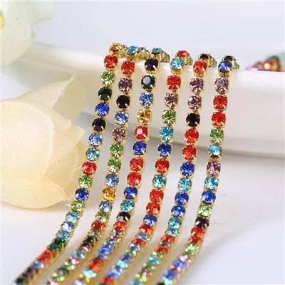 Mix Colors Аксессуары для обуви Швейные модные Кристаллы Свадебные Стразы цепи для DIY свадебные вечерние платья - Цвет: Mix Colors