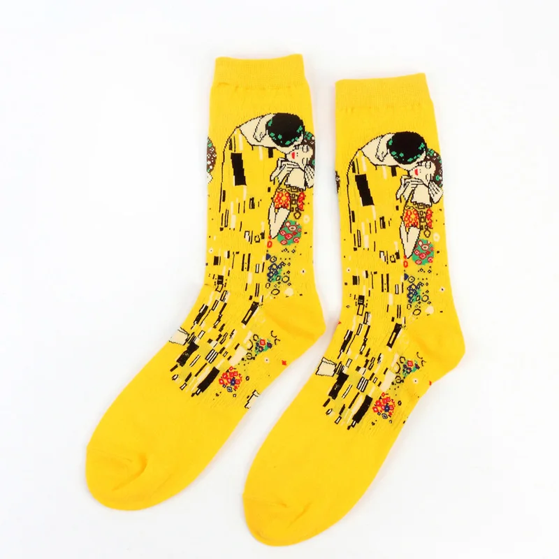 Cotton Socks Men Starry Night Winter Retro Women Personality Art Van Gogh Socks Oil Painting Socks Funny Happy Socks Male socken - Color: 12