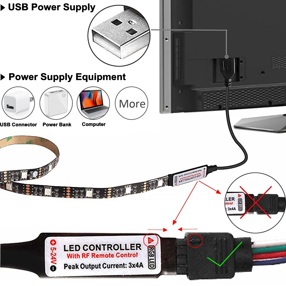 USB Светодиодные ленты светильник 5V 5050 RGB ленты для ПК 0,5 м/1 м/2 м/3 м/4 м/5 м гибкая неоновая лента Светодиодные ленты ТВ Подсветка с контроллером и поддержкой Bluetooth