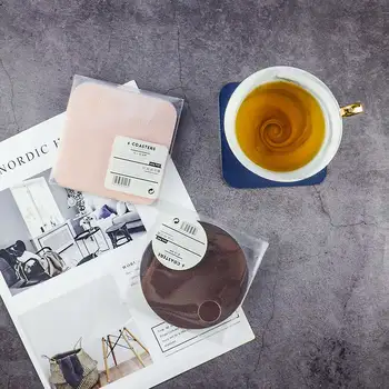 

6PCS Double-sided Coaster PVC Leather Two colors Coffee Milk Tea Cup Mat Waterproof Non-Slip Bowl Pad Placemat Home Decoration