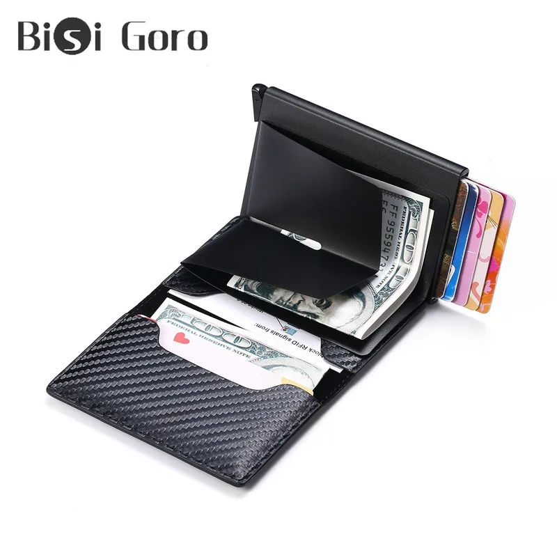 BISI GORO Умный кошелек с защитой от кражи и Rfid блокировкой Мужской винтажный из
