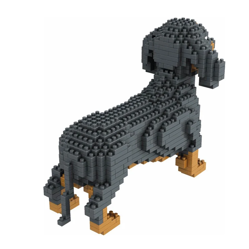 Строительная звезда 6618-2 такса черная собака животное 3D модель DIY Алмаз Мини Строительные маленькие блоки игрушки для детей без коробки