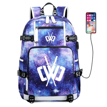 

CHAD WILD CLAY Backpack School Backpacks Boys Girls Student Bags USB Multifunction Travel Zipper Lock Bag Laptop Pack