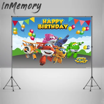 

Photography Studio Supplies Vinyl Happy Birthday Cartoon Super Wings Custom Photo Background Newborn Baby Shower Backdrops