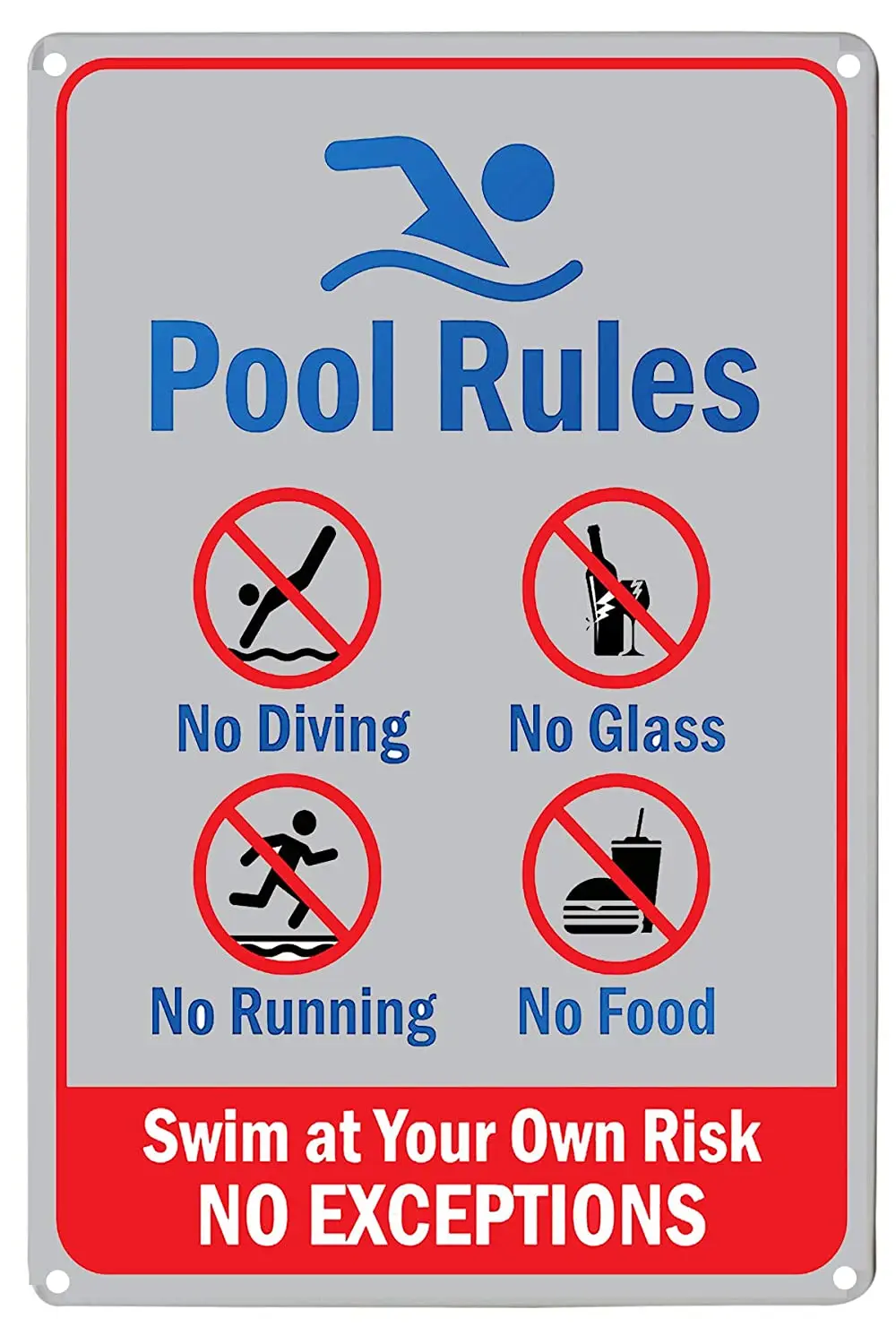 

LASMINE Pool Rules Sign,No Diving Running Food Glass Swim Risk Closed Warning Signs Safety Rules Not Sticker Center Peeing 8X12