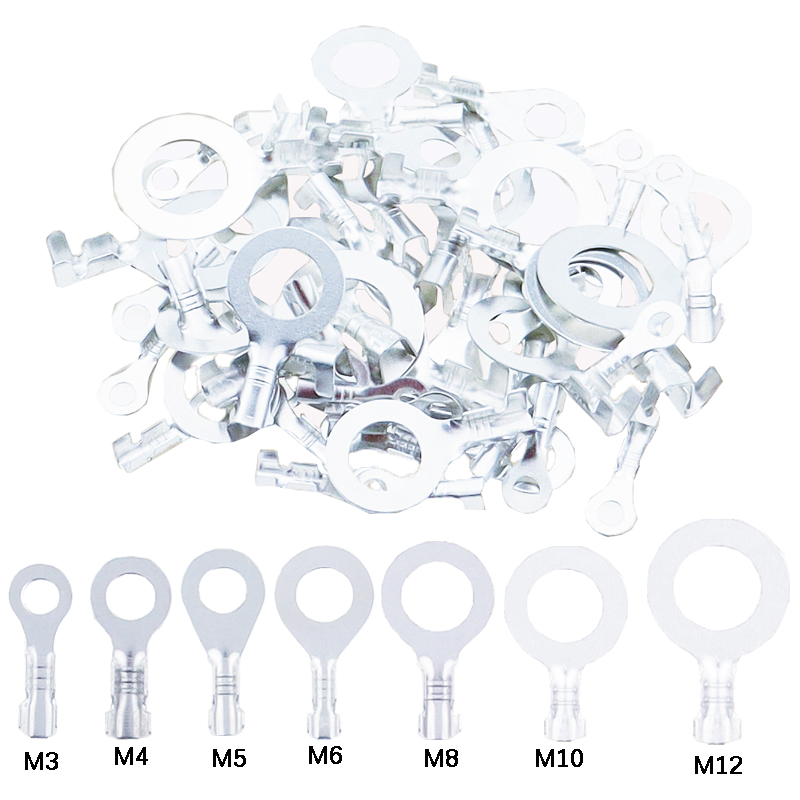 50 pcs/lot O-Type 2.5/3.2/4.2/5.2/6.2/8.2 Splice Cold Pressed Car Speaker Male Terminal Tin Plating Cosse Electric Sertir