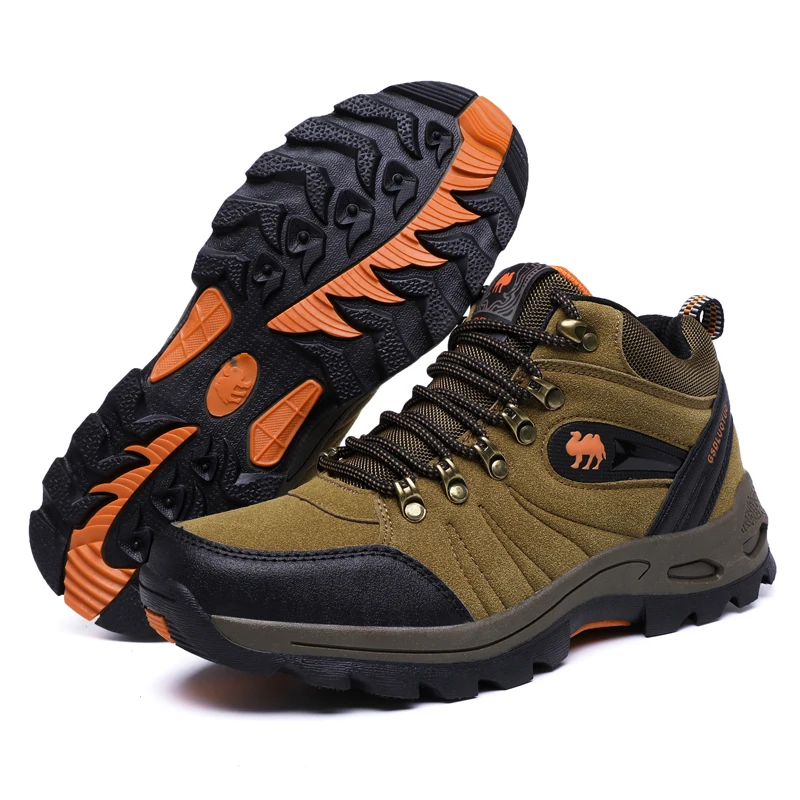 Уличные высокие ботильоны мужские водонепроницаемые походные ботинки женские противоскользящие носимые альпинистские кроссовки унисекс Спортивная обувь для путешествий - Цвет: brown