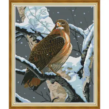 

Joy Sunday The Falcon In The Tree Cross-Stitch Embroidery Set Printed Counted Canvas DMC DIY Needlework Set for Home Decor Gift