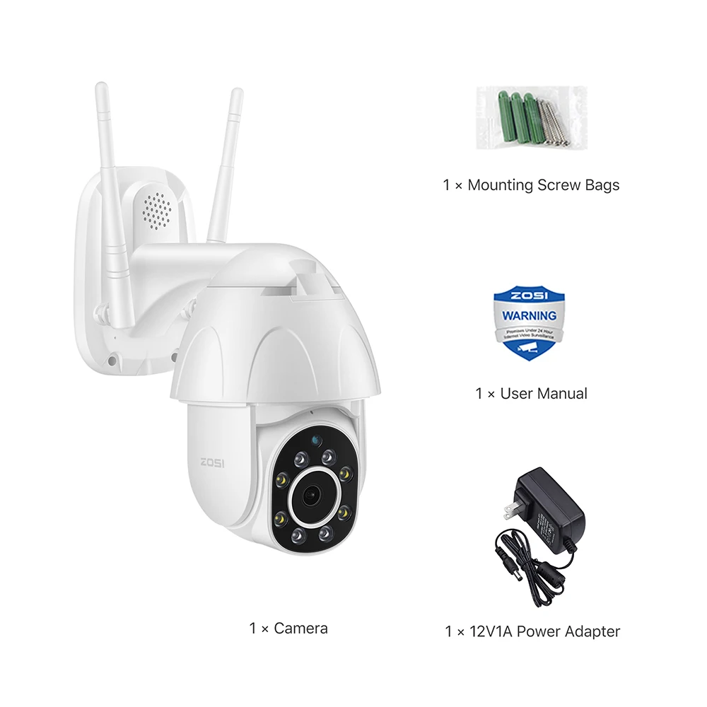 ZOSI 1080P PTZ IP камера Wi-Fi уличная скоростная купольная беспроводная Wifi камера безопасности Pan Tilt 4X цифровой зум 2MP CCTV наблюдения