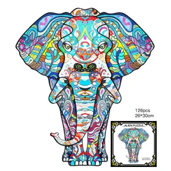 Crianças de madeira 3d leão lobo animal em forma especial irregular tridimensional animal colorido criativo quebra cabeça brinquedos