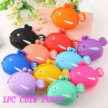 

2019 New Girls Mini Silicone Coin Purse Fish Small Change Wallet Purse Women Key Wallet Coin Bag for Children Kids Gifts