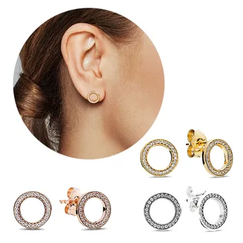 

2020 Hot Sale Women Forever Round Stud Earrings Female Fashion Simple Circle of Sparkle Stud Earrings Jewelry Accessories