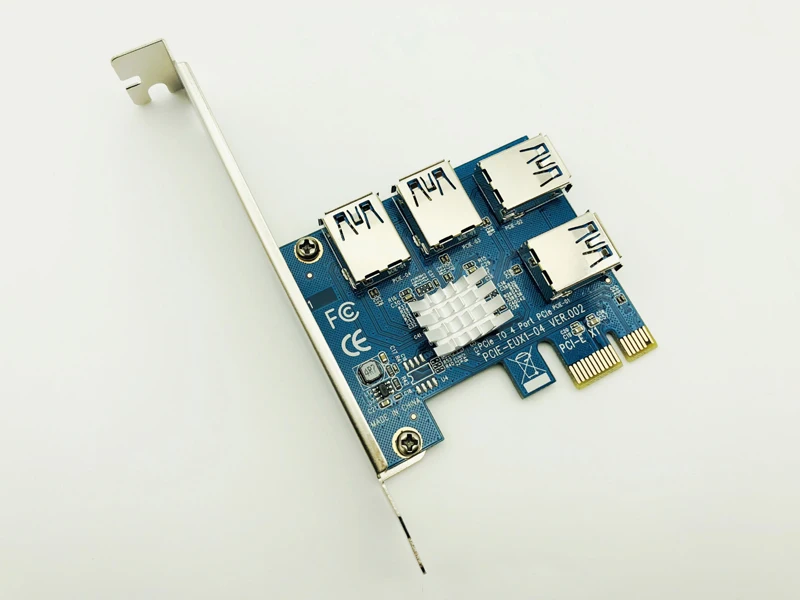 5PCS PCIe 1 to 4 PCI Express 16X Riser Card PCI-E 1X External PCI-e Slot Adapter Multiplier for Bitcoin Miner Mining | Компьютеры и