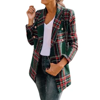 

Women's Autumn And Winter Plaid Long-sleeved Double-Sided Clothes Suit Sweater Coat abrigos mujer invierno 2019