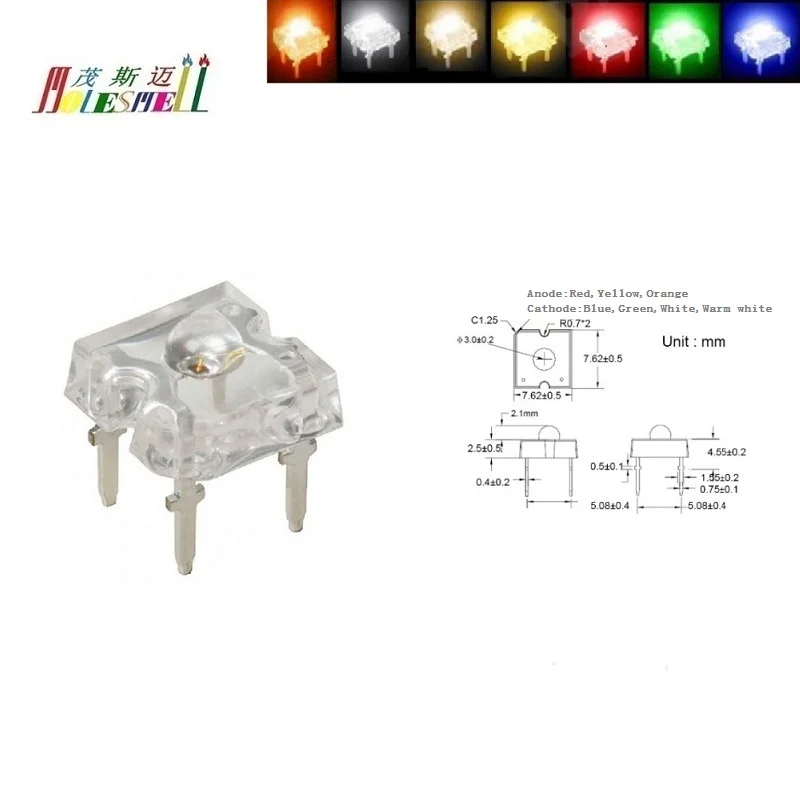 

1000pcs 3mm 4-Pin Round Piranha led Red Yellow Blue Green White Orange Warm white water clear lens LED light lamp Superflux LED