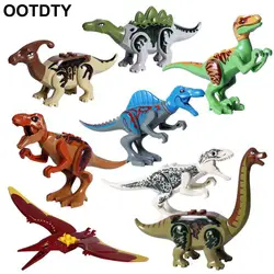 8 шт. динозавр строительные блоки игрушки, строительные блочные фигурки динозавра T Rex, Triceratops, велоцираптор
