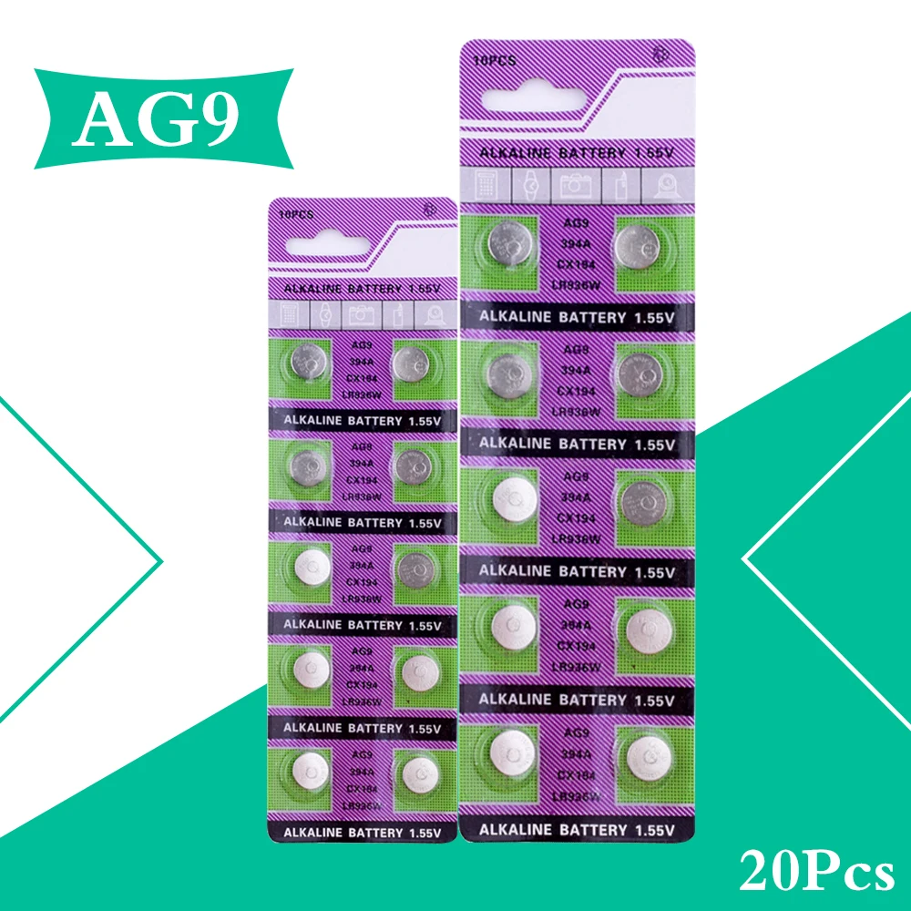 

20pcs AG9 Button Batteries SR936 194 1.55V Cell Coin Alkaline Battery SR936SW CX194 For Watch Toys Remote