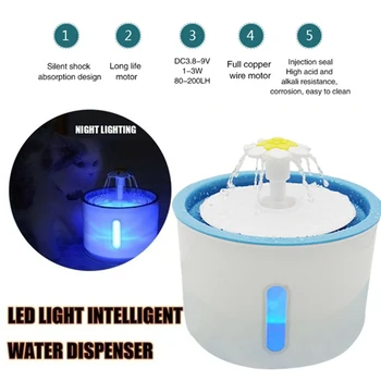 

LED Light Dog Water Dispenser Cat Water Purifier Pet Drinking Fountains Super Silent Bowl Puppy Automatic Circulation