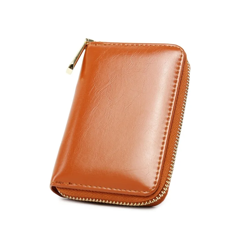 

Cross Border Wholesale Oil Wax Leather Small Card Holder 2019 New Style Card Bit More Bank Card Clamp Women's Oil Skin Purse H20