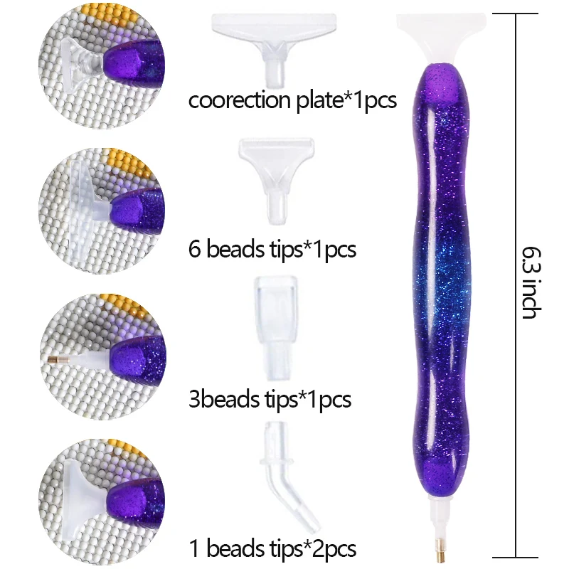 Resin Diamond Painting Pens with 6 Plastic tips