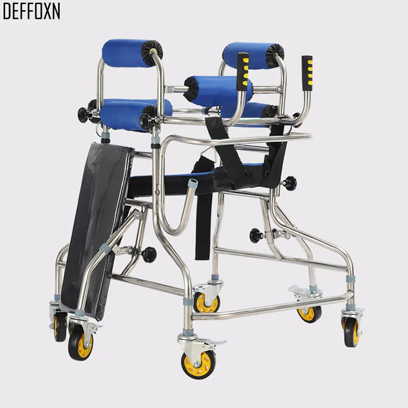 

6 Wheels Child Walking Aid Hemiplegia Standing Training Walker Aluminum Alloy Rehabilitative Rollator Kids Walk Support Chair