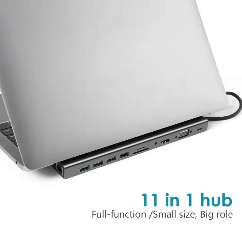 DeepFox 11-в-1 Тип C концентратор USB кабель-Переходник USB C на HDMI VGA локальной сети USB 3,0 Порты SD/устройство для считывания с tf-карт USB-C Мощность доставки для MacBook Pro