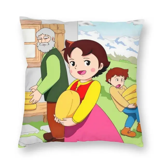 Heidi Peter And Grandpa Alps Goat Mountain Cushion Cover 40x40 Home Decor Cartoon  Movie Throw Pillow For Living Room Double Side - Cushion Cover - AliExpress