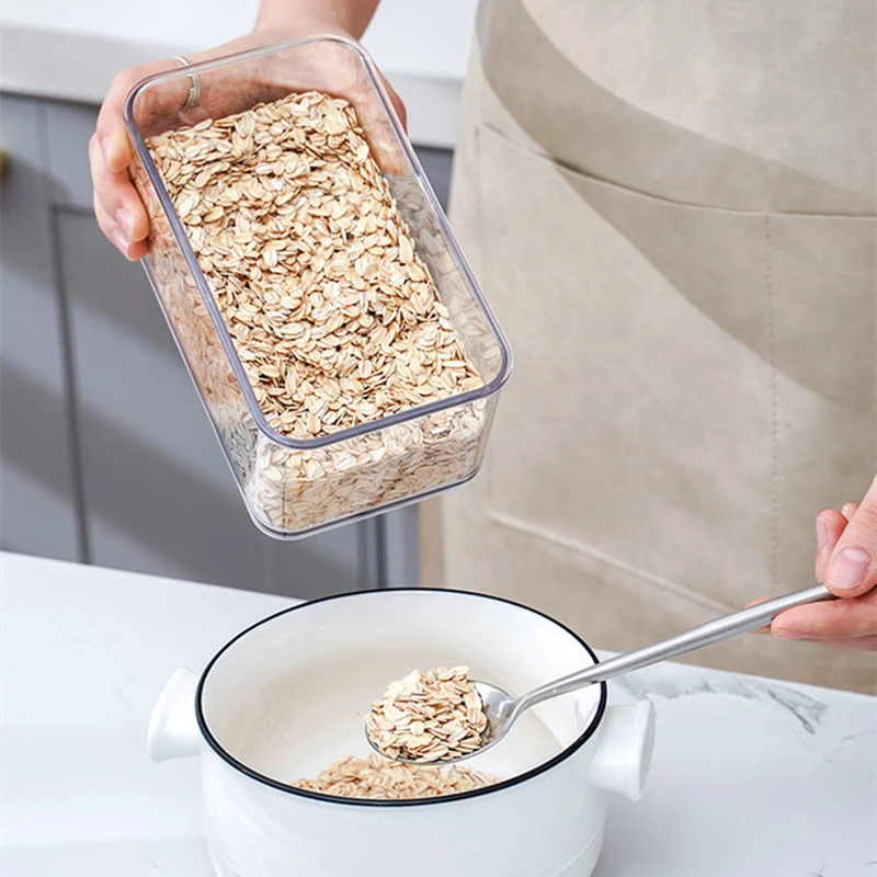 0.9L/2.4L/3.4L Plastic Storage Box Transparent Food Container Jars for Bulk Cereals Sugar Case Kitchen Organizer Accessories 6