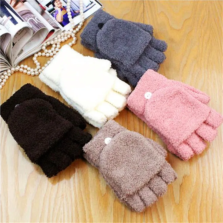 

High Quality Winter Warm Fingerless Gloves Women Plush Gloves Cycling Sport Driving Gloves Flip Windproof Gloves for Men