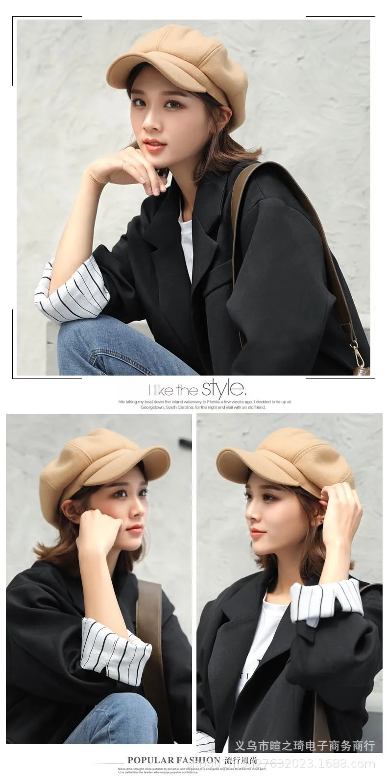 Fashion Autumn Winter Casual Cotton Girls Newsboy Hat Octagonal hat Girls Artist Painter Hat Beret Caps