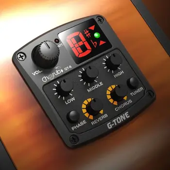 

Cherub GT-5 Preamp Guitar 3-Band EQ Equalizer with Chromatic Tuner/ Reverb &Chorus Effects/ Phase Piezo Ceramic Pick-up captador